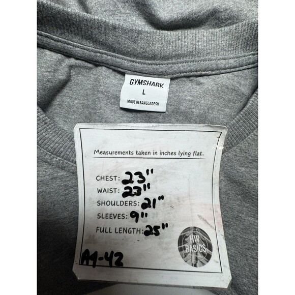 Gymshark Power T-Shirt Size LARGE Mens Gray - Picture 11 of 11